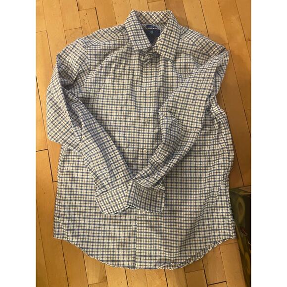 Mens Egara blue plaid long sleeve button down shirt non iron Large - Picture 1 of 2